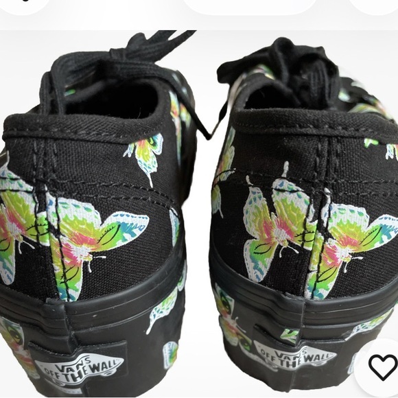 Vans NWOT! Women's Stackform Platform Black and Multicolor Butterflies Sneakers - Picture 5 of 7